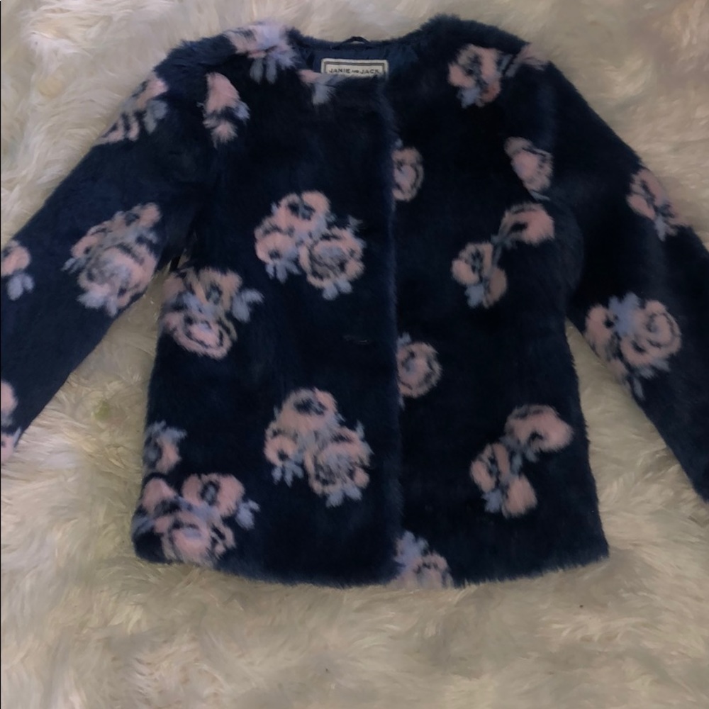 Girls blue faux fur coat